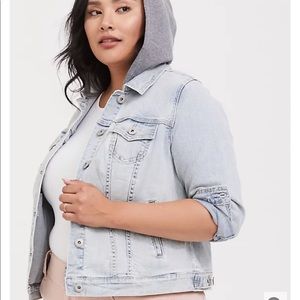 Light Wash Hooded Trucker Jacket